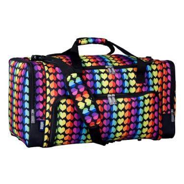 Imagem de Wildkin Bolsa esportiva infantil de fim de semana – Tamanho de bagagem de mão para escola, viagens e festas do pijama, Corações de arco-íris, Carry-On Size