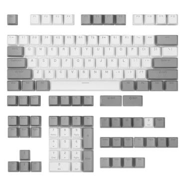 Imagem de Happy Balls PBT Keycaps Backlit Doubleshot conjunto de teclas OEM perfil translúcido Cherry MX teclas teclas para 61/87/104/108 MX Switches Teclado Mecânico (Cinza Branco)