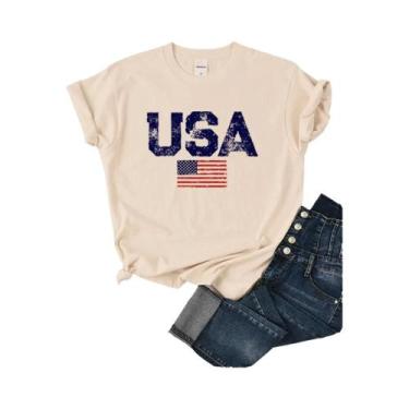 Imagem de Camiseta Feminina Verão - Estilo Hip Hop com Estampa de Bandeira Ameri