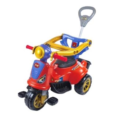 Imagem de Triciclo Infantil com Empurrador, Design Divertido, Vermelho e Azul, Pedal Seguro