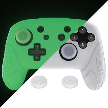 Imagem de PlayVital Samurai Edition Glow in Dark Ergonomic Silicone Protective Case for Nintendo Switch Pro Controller, Soft Anti-slip Controller Grip Protector for Nintendo Switch Pro with Thumb Grips - Green