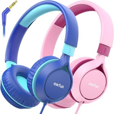 Imagem de EarFun Fones de ouvido infantis S1, fones de ouvido dobráveis com fio para crianças, limite de volume de 85 dB, som estéreo, faixa de cabeça ajustável, fones de ouvido intra-auriculares leves e
