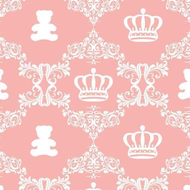 Imagem de Papel Parede Rosa Clara Desenho Urso Infantil Bebê Adesivo