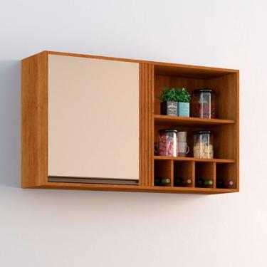 Imagem de Armário Aéreo Pérola Em Mdp 120cm Sallêto Cinamomo/ Off White