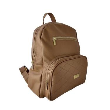 Imagem de Mochila Feminina Topgrife Matelassê Couro Caramelo