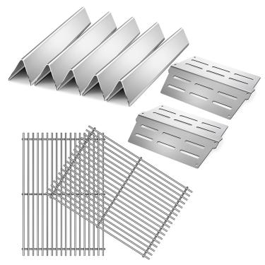 Imagem de Dictirdy Grelhas de aço inoxidável 7524 para Weber Genesis E310 E320 E330 S330 EP-310 com 7620 barras aromatizadoras e peças de substituição de grelha de 49,5 cm para Weber 300 Series 7528, 7621