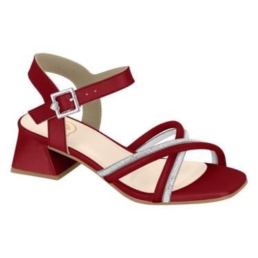 Imagem de Sandália Molekinha Inf Juvenil Tiras Cruzadas Stras Saltinho, Cherry, 