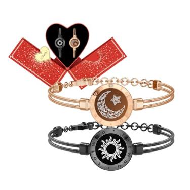 Imagem de TOTWOO Pulseiras de toque de longa distância para casais, vibração e iluminação para casais amorosos | Presentes de relacionamento de longa distância para amigos, joias de emparelhamento Bluetooth,