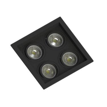 Imagem de Spot Embutir Quadrado Preto ABS Recuado P/ 4xMR16 Dicroica - EMBUTIDO,