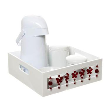 Imagem de Kit Higiene Borboleta Vermelha Quarto Bebê Menina - Potinho de mel