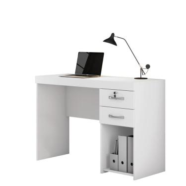 Imagem de Mesa Escrivaninha Branca 2 Gavetas com Chave Iara Office 120cm - JCM Movelaria