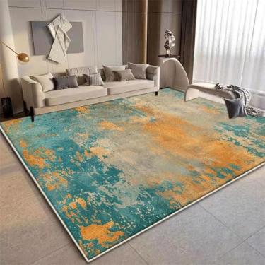 Imagem de Tapetes grandes para sala de estar, decoração moderna abstrata, sofá, quarto, banheiro, vestiário, capacho, chão (3,9 x 5,2 pés (120 x 160 cm) / CX004-Flannel-4)