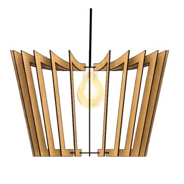Imagem de Luminária Teto Tipo Pendente Coroa Mdf Completa - MDF Cru