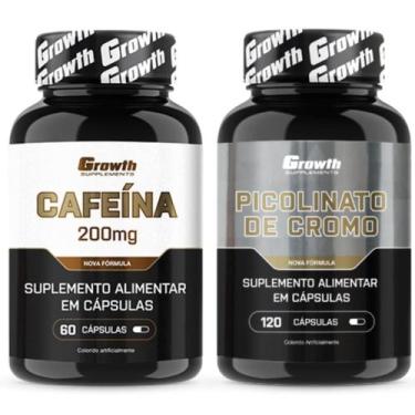 Imagem de Cafeina 200mg 60 Caps + Cromo Picolinato 120 Caps Growth