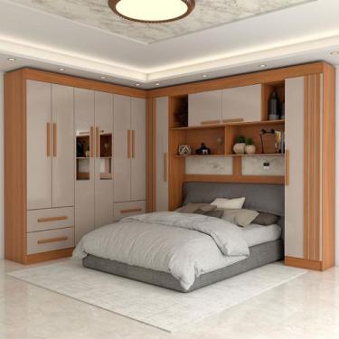 Imagem de Guarda-Roupa Casal Modulado Positano 10 Portas 4 Gavetas Ripado com Es