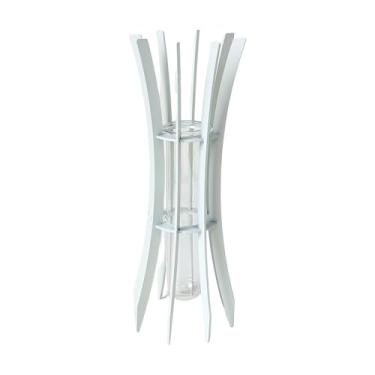 Imagem de Ioensy Tubo de ensaio de vidro hidropônico vaso plantador estrutura de metal suporte elegante para peitoril da janela ornamento de mesa multiuso pequeno vaso, Branco 7x7x20cm