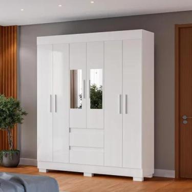 Imagem de Guarda Roupa 6 portas Com Espelho 2 gavetas ACP Maya Roupeiro médio - 