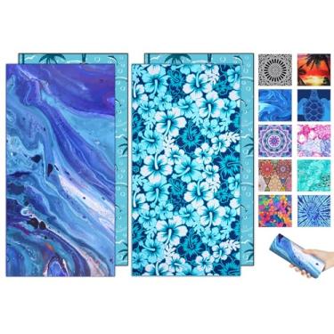 Imagem de 2 pacotes de toalhas de praia de microfibra à prova de areia para adultos – secagem rápida rápida acessórios de praia grandes para viagens, natação, piscina, ioga, acampamento, cobertor essencial