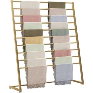 Imagem de Cabides De Hijab De Metal - Suporte De Exibição De Lenço - Rack De Terno De Chão - Prateleira Organizadora De Lenços De Chão, Prateleira De Lenços De Seda, Expositores De, Gold, 80X40X145CM