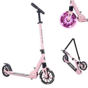 Imagem de Scooter Aero para crianças de 6 a 12 anos e adolescentes | Rodas grandes iluminadas e absorção de choque | Patinete de 2 rodas para meninos e meninas | Dobrável e ajustável em altura, máximo de 79,8