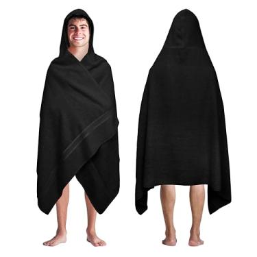 Imagem de COTTON CRAFT Toalha com capuz ultramacia – Toalha grande de 88 x 180 cm com capuz para adultos - 580 g/m2 100% algodão felpudo penteado - envoltório de lençol de banho para piscina e praia