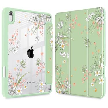 Imagem de May Chen Capa fina para iPad mini 7 (A17 Pro, 7ª geração) 2024/iPad mini 6 (6ª geração) 8,3 polegadas, [suporte de lápis embutido] capa à prova de choque, capa traseira transparente transparente e