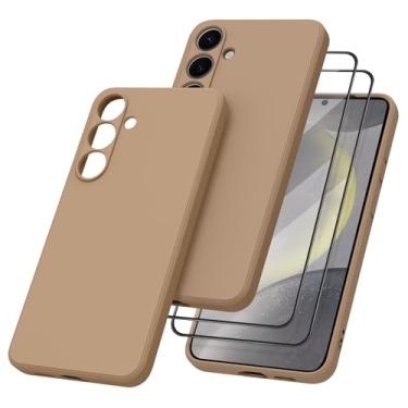 Imagem de Vanjua Capa para Samsung Galaxy S24 Plus, capa protetora fina de silicone líquido elegante compatível com Samsung Galaxy S24 Plus 5G [2 protetores de tela] marrom