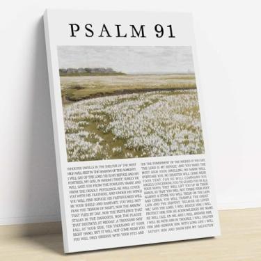 Imagem de Psalm 91 arte de parede flor paisagem arte de parede pintura vintage versículo bíblico inspirador arte de parede imagens cristãs arte de Jesus para quarto escrituras cristãs pôsteres 40 x 61 cm