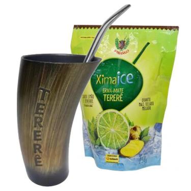 Imagem de Guampa Chifre Copo De Terere Com Bomba Cuia + Erva Mate 250g - Trimate