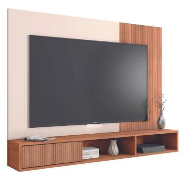 Imagem de Painel Para Até 55" Ripado Impressão 3D Com Nicho Madrid