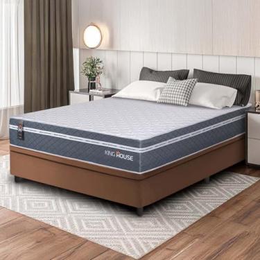 Imagem de Conjunto Box Baú Marrom Cairo Cinza Molas Ensacadas Casal 138x188x71 - King House