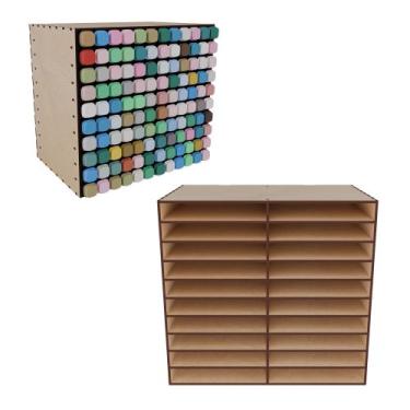 Imagem de Organizador de Mesa em MDF para 120 Marcadores  Suporte Multiuso com 1