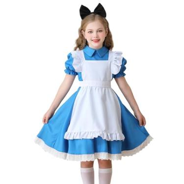 Imagem de Conjunto de 3 vestidos de princesa colonial da pradaria para meninas, com avental, laço e faixa de cabeça, manga bufante