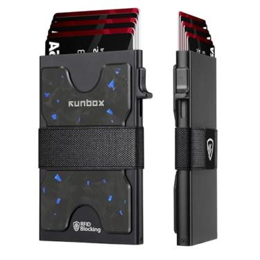 Imagem de Porta-cartões de visita masculino, carteira fina para homens e mulheres, carteira minimalista com bloqueio de RFID com função pop-up, design fino, capas de metal para 6 + 6 cartões, presentes para