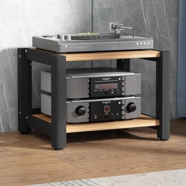 Imagem de Estéreo Std 4-tier Av Media Std Canto Prateleira Record Player Std Com Armazenamento De Vinil Rack De Áudio Móvel Torre Player Std Para Entretenimento Componentes Estér, Light Walnut, 60x50x40cm