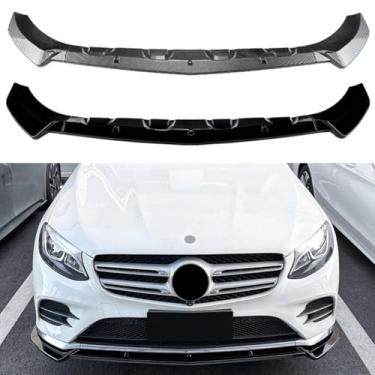 Imagem de Lábio divisor de para-choque dianteiro compatível com GLC-Class X253 C253 2016-2019 Kit de carroceria protetor de capa de spoiler acessórios para carro (aparência de fibra de carbono)