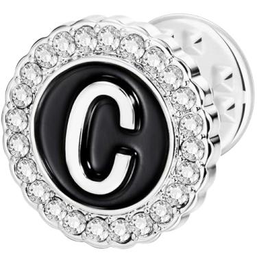 Imagem de HAWSON Alfinetes de lapela com inicial A-Z, alfinetes de gravata personalizados de ouro/prata 18K para ternos, gravatas, chapéus, homens e mulheres, Latão, Sem Pedra Preciosa