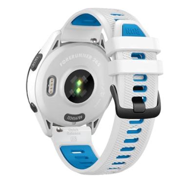Imagem de Pulseira de relógio de liberação rápida de 22 mm para Garmin Forerunner 265/Forerunner 255/Vivoactive 4/Venu 3/Venu 2 - pulseira de silicone macio de substituição (branca/azul)