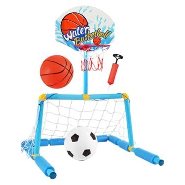 Imagem de Aro de Basquete para Piscina - 2 em 1 de Futebol para Piscina com 2 Bolas e 1 Bomba,Brinquedo Aquático Interativo para Idades a Partir de 4 Anos e Família em Interior Exterior Jardim e