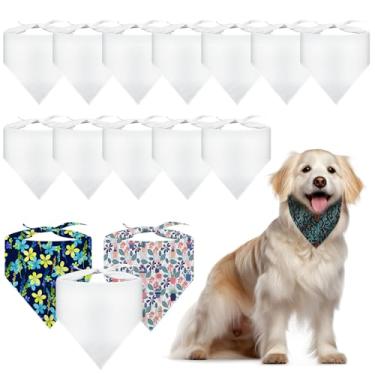 Imagem de 15 peças de bandana para cachorro em branco sublimação, cachecol personalizado para cães de férias, babador triangular de sublimação para animais de estimação, lenço, acessórios, etiquetas em branco