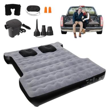 Imagem de Onirii Colchão inflável de ar para camiões infláveis com bomba de ar, colchão inflável, acampamento, curto, inflável, inflável, com 2 travesseiros, acampamento ao ar livre, carro, viagem