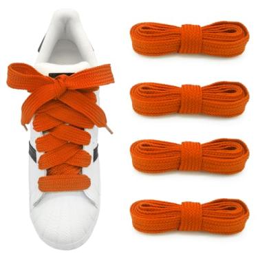 Imagem de UamGlsob 2 pares de cadarços planos planos de 3/10.2 cm (2 cm), cadarços largos planos e grossos de 99 a 163 cm, cadarços de substituição de cordas jumbo para sapatos de skate Adidas Superstars