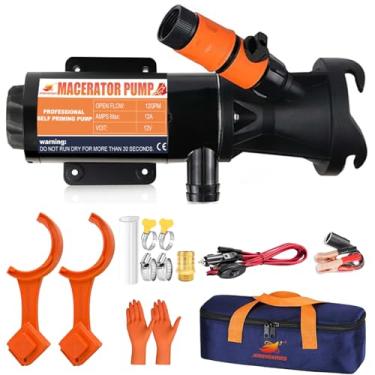 Imagem de JENENSERIES RV Macerator Pump 12V DC Autopriming Esgoto Chopper Pump 12GPM Flow Bomba de esgoto de liberação rápida com função de enxágue e esmagamento de água doce para barco Marine RV Campe