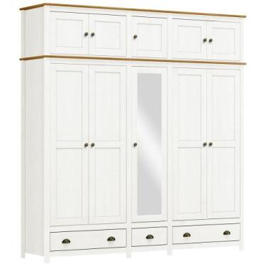 Imagem de Guarda Roupa Casal 10 Portas Com Espelho e Maleiro Mazzaro F06 Branco 