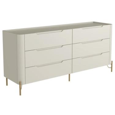 Imagem de Cômoda Para Quarto Closet Orgânica 6 Gavetas Pés Industrial Dourado Bl
