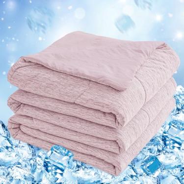 Imagem de CHOSHOME Edredom refrescante, manta refrescante para quem tem sono quente, fibra refrescante Q-Max 0,45 Arc-Chill, manta de verão fresca, macia, fina e respirável para cama ou sofá, Rosa, 228 x 274cm