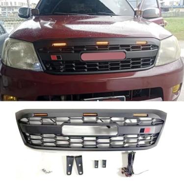 Imagem de Grade de para-choque LED para carro, tiras decorativas, kit de corpo de grade de corrida, grade de para-choque frontal compatível com Hilux Vigo 2004-2011 peça externa