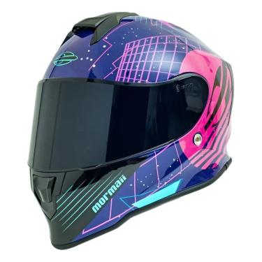 Imagem de Capacete Moto Mormaii M1 Starry Azul Rosa Brilho
