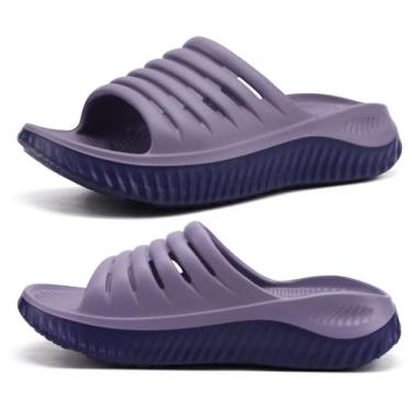 Imagem de KuaiLu Sandálias femininas de recuperação com suporte confortável para fascite plantar, ortopédica feminina com bico aberto e almofada grossa que reduz o estresse nos pés, articulações e costas