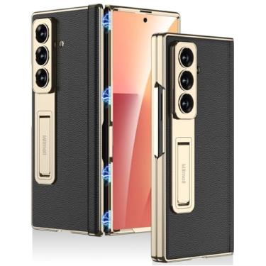 Imagem de Miimall Capa de couro para Samsung Galaxy Z Fold 7 com suporte, [protetor de tela integrado e proteção magnética da dobradiça] [carregamento sem fio] capa resistente e luxuosa para ZFold7 5G capa